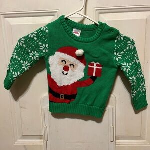 Holiday Time Green and Red Santa Sweater size 18Months